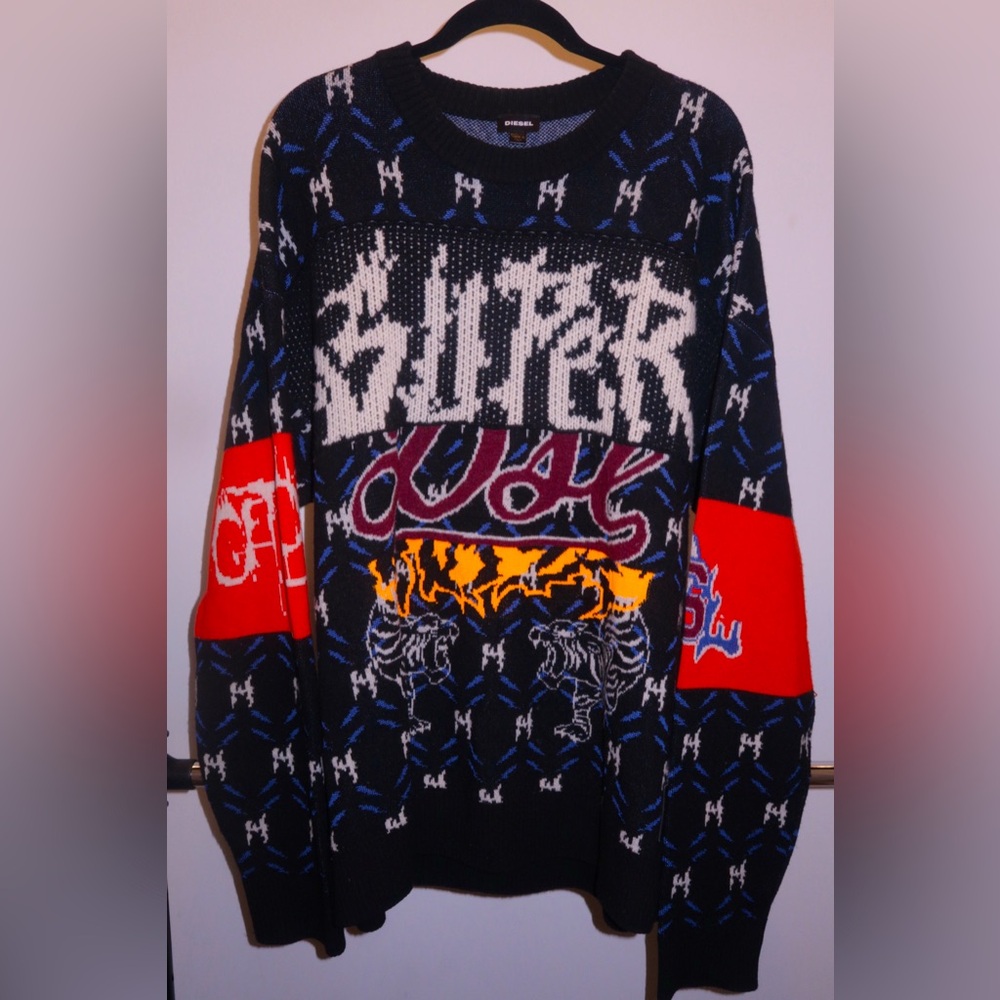 Diesel K Sup Pullover Men's Crewneck Sweater - Black, Red, Blue